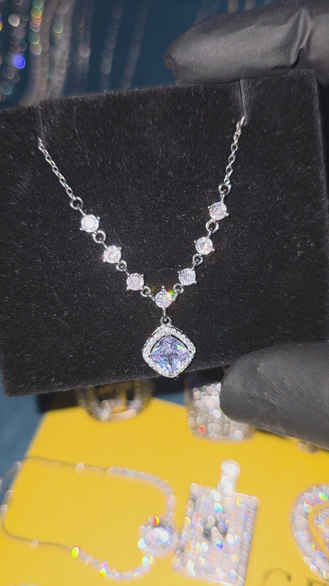.923 sterling silver necklace with Moissanite VVS1 D diamonds