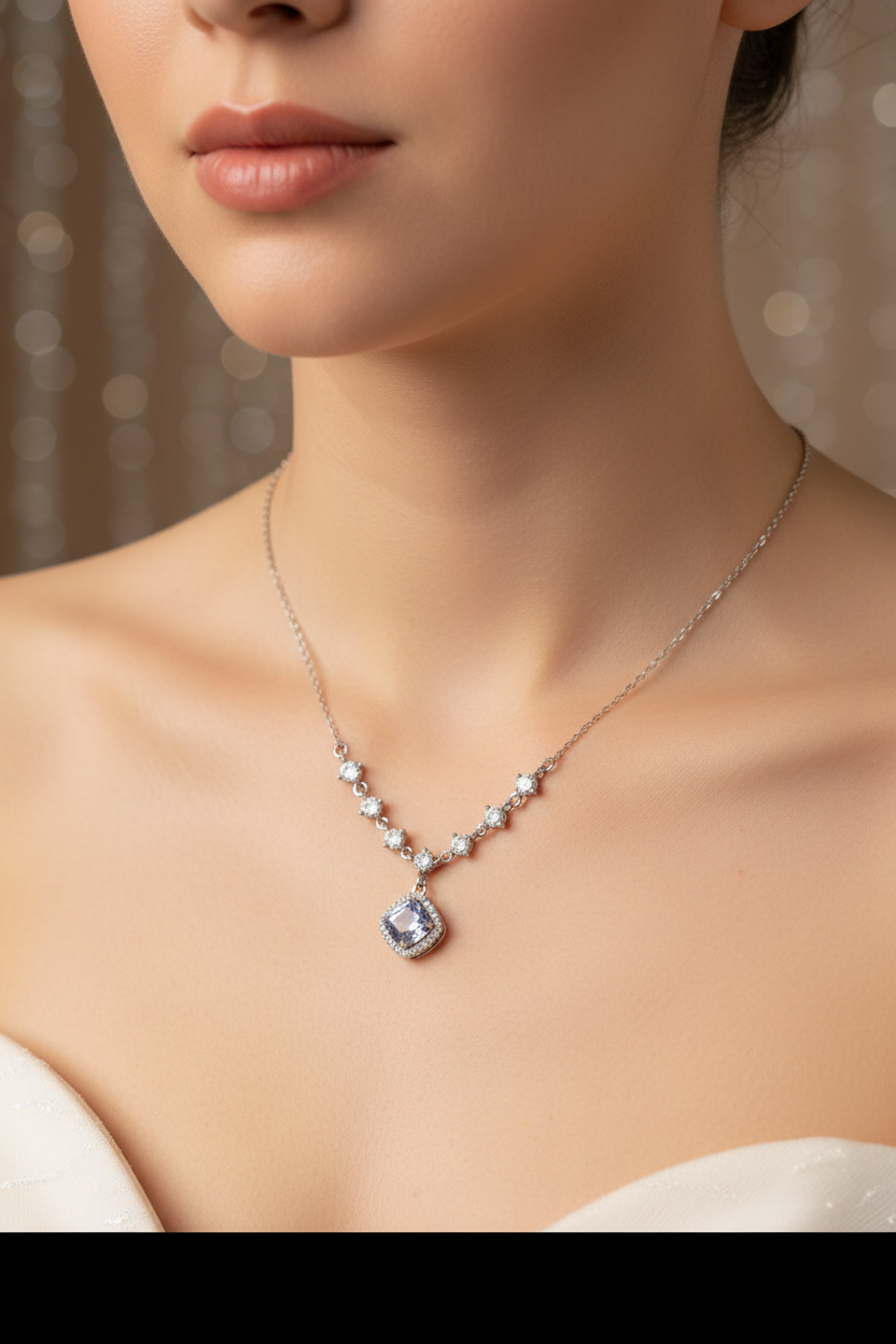 .923 sterling silver necklace with Moissanite VVS1 D diamonds