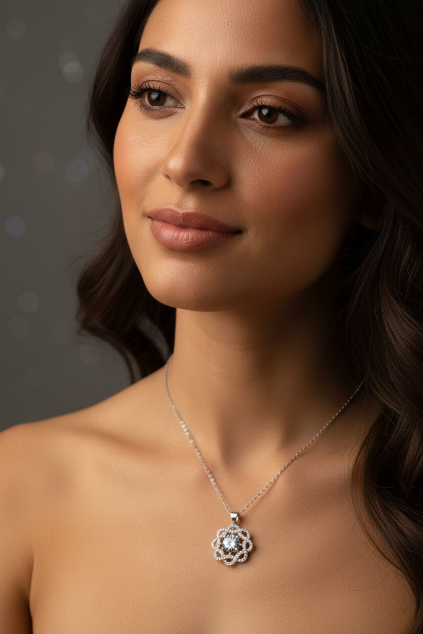 14k white gold necklace + pendant